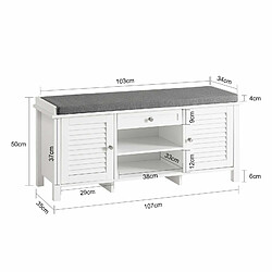 Acheter SoBuy FSR83-W Banc de Rangement avec Coussin Rembourré Meuble Bas Entrée Commode à Chaussure Banquette Confortable