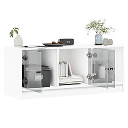 Acheter vidaXL Meuble TV avec portes en verre blanc 102x37x42 cm