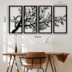 DEKORY 4 panneaux Art Mural Branche d'arbre - 150x75 cm