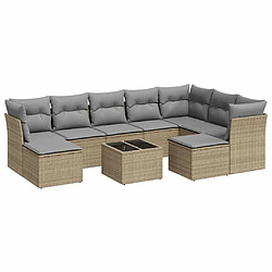 Maison Chic Salon de jardin avec coussins 10 pcs | Ensemble de Table et chaises | Mobilier d'Extérieur beige résine tressée -GKD28197