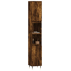 Avis Maison Chic Armoire de bain,Meuble de rangement de salle de bain,Meuble haut chêne fumé 30x30x190 cm bois d'ingénierie -GKD357487