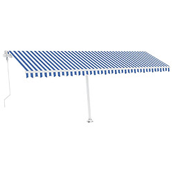 Maison Chic Auvent automatique | Store banne extérieur | Marquise capteur de vent LED 600x350 cm Bleu et blanc -MN73137