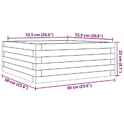 vidaXL Jardinière blanc 60x60x23 cm bois de pin massif pas cher