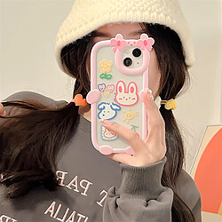 GUPBOO Étui pour iPhone11ProMax Graffiti fleurs lapin chien dessin animé étui pour téléphone portable fille douce