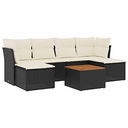 Maison Chic Ensemble Tables et chaises d'extérieur 7pcs avec coussins,Salon de jardin noir résine tressée -GKD126734