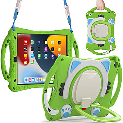 Coque en TPU antichoc avec béquille rotative et bandoulière Vert/bleu bébé pour votre iPad Pro 10.5-pouces (2017)/Air 10.5 pouces (2019)/10.2 (2019)/(2020)/(2021)