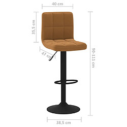 vidaXL Tabouret de bar Marron Velours pas cher