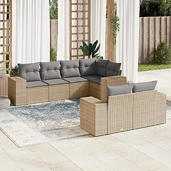 Maison Chic Salon de jardin avec coussins 7 pcs | Ensemble de Table et chaises | Mobilier d'Extérieur beige résine tressée -GKD73618