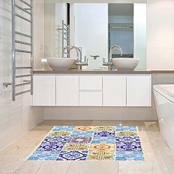 Alter Tapis de salle de bain, 100% Made in Italy, Tapis antitache avec impression numérique, Tapis antidérapant et lavable, Modèle Maiolica - Abby, cm 62x52