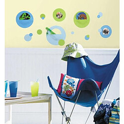 Thedecofactory CADRES & POCHES - Stickers repositionnables cadre-poche pois bleu-vert