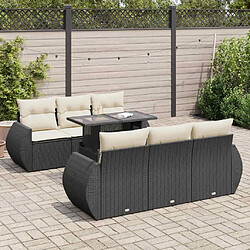 vidaXL Salon de jardin 7 pcs avec coussins noir résine tressée