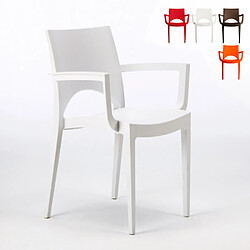 24 Chaises Paris Arm Grand Soleil accoudoirs polypropylène offre stock, Couleur: Blanc