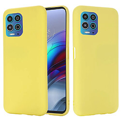 Coque en silicone Liquide avec sangle pratique souple jaune pour votre Motorola Edge S/Moto G100