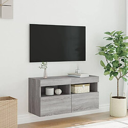 Acheter vidaXL Meuble TV mural avec lumières LED sonoma gris 80x30x40 cm