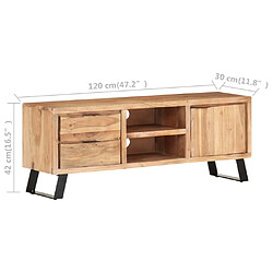 vidaXL Meuble TV 120x30x42 cm Bois massif d'acacia avec bord naturel pas cher