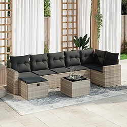 vidaXL Salon de jardin 8 pcs avec coussins gris clair résine tressée