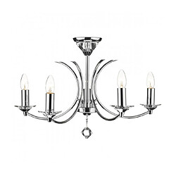 Luminaire Center Suspension Medusa chrome poli et cristal 5 ampoules