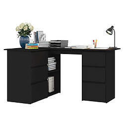 Avis vidaXL Bureau d'angle Noir 145x100x76 cm Bois d'ingénierie