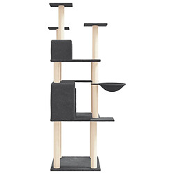 Helloshop26 Arbre à chat meuble tour grimper jouet grattage grattoir escalade plateforme avec griffoirs en sisal foncé 166 cm gris 02_0022678