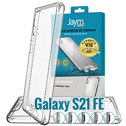 JAYM - Coque Ultra Renforcée Premium pour Samsung Galaxy S21 FE - Certifiée 3 Mètres de chute ? Garantie à Vie - Transparente - 5 Jeux de Boutons de Couleurs Offerts