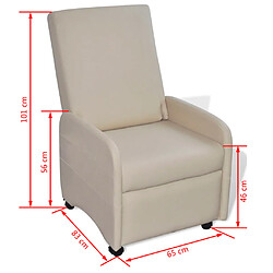 Maison Chic Fauteuil Relax pour salon | Fauteuil pliable Crème Similicuir -GKD26803 pas cher