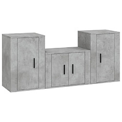 vidaXL Ensemble de meubles TV 3 pcs Gris béton Bois d'ingénierie