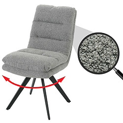 Decoshop26 Chaise de salle à manger x1 rotatif en tissu bouclé gris clair rembourrage épais coins arrondis 04_0006279