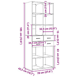 vidaXL Buffet haut noir 70x42,5x185 cm bois d'ingénierie pas cher