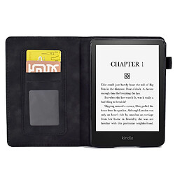 Etui en PU motif en forme de cœur avec support et porte-cartes pour votre Amazon Kindle Paperwhite (2015)/2 (2015)/3 (2015)/4 (2018) - noir