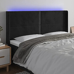 vidaXL Tête de lit à LED Noir 203x16x118/128 cm Velours