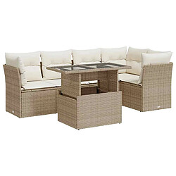 vidaXL Salon de jardin avec coussins 6 pcs beige résine tressée