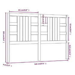 vidaXL Tête de lit Marron miel 146x4x100 cm Bois massif de pin pas cher