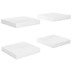 Maison Chic Lot de 4 Étagère murale flottante,Etagère de rangement Blanc brillant 23x23,5x3,8cm MDF -MN50061