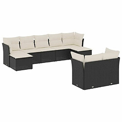 Maison Chic Salon de jardin 9 pcs avec coussins | Ensemble de Table et chaises | Mobilier d'Extérieur noir résine tressée -GKD56310