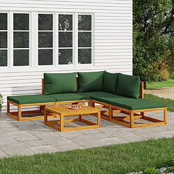 Maison Chic Salon de jardin 6 pcs + coussins - Mobilier/Meubles de jardin - Table et chaises d'extérieur vert bois massif -MN32657