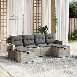 vidaXL Salon de jardin 6 pcs avec coussins gris clair résine tressée