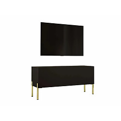 3xeliving Meuble TV Noir mat Coupe Or