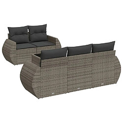 Maison Chic Salon de jardin 6 pcs avec coussins | Ensemble de Table et chaises | Mobilier d'Extérieur gris résine tressée -GKD45974