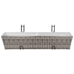 vidaXL Lits surélevés de balcon 2 pcs 80 cm Gris Résine tressée