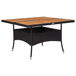 vidaXL Table d'extérieur Noir Résine tressée et bois d'acacia solide