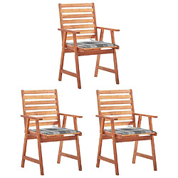 Maison Chic Lot de 3 Chaises à dîner de jardin avec coussins,Fauteuil/Chaises à manger d'extérieur Acacia massif -MN24072