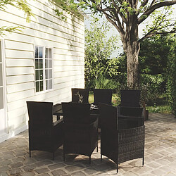 vidaXL Salon de jardin 7 pcs avec coussins résine tressée noir