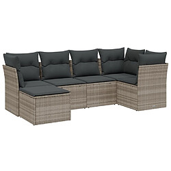 vidaXL Salon de jardin 6 pcs avec coussins gris clair résine tressée