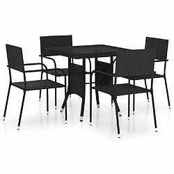 Salle à dîner de jardin 5 pcs,Table et chaise à manger Résine tressée Noir -MN70729