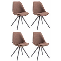 Decoshop26 4 chaises de salle à manger style scandinave en tissu marron pieds rond en bois gris CDS10332