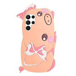 Coque en silicone motif dessin animé 3d avec lanière porc pour votre Samsung Galaxy S22 Ultra 5G