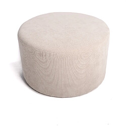 INTEMPORA Grand Pouf, Bout De Canapé Tabouret Salon Chambre Tabouret Salon Rond en Velours Côtelé Beige D50X30CM- Meuble de salon