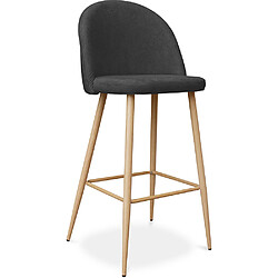 ICONIK INTERIOR Tabouret tapissé en tissu - design scandinave - 76cm - Evelyne Gris foncé