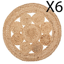 Pegane Lot de 6 set de table en jute coloris beige - Diamètre 38 x Hauteur 0,5 cm