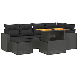 Maison Chic Ensemble Tables et chaises d'extérieur 7pcs avec coussins,Salon de jardin noir résine tressée -GKD437005